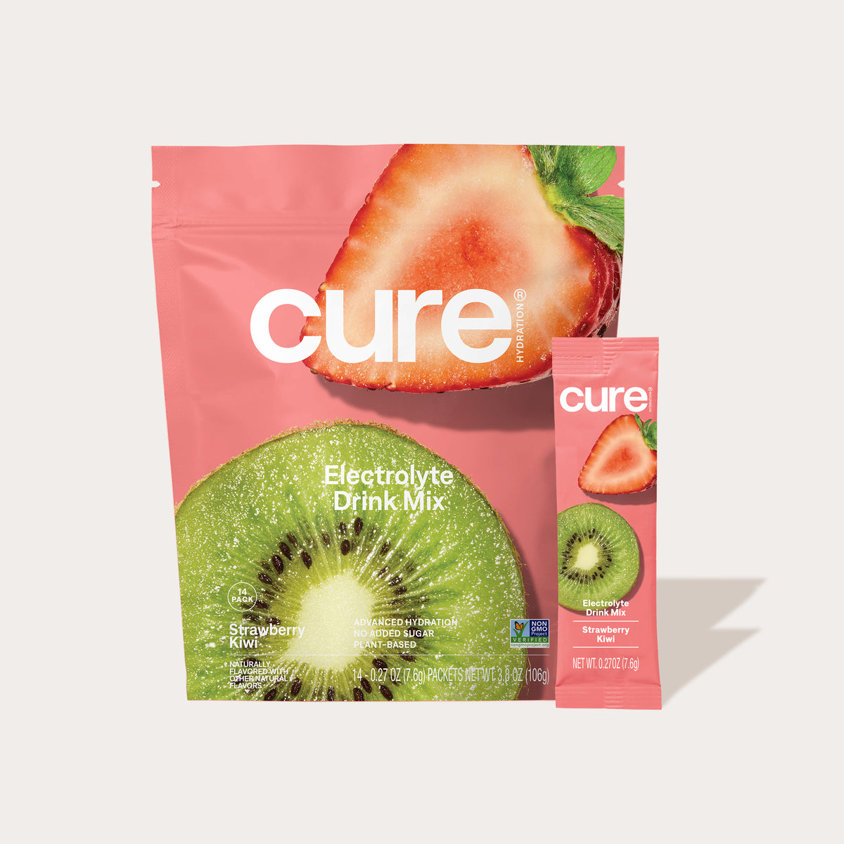 Cure Electrolyte Drink Mix Strawberry Kiwi 12-pack with 14 pouches