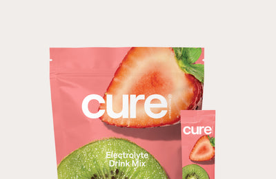 Electrolyte Drink Mix Strawberry Kiwi flavor packaging with images of a strawberry and kiwi slice