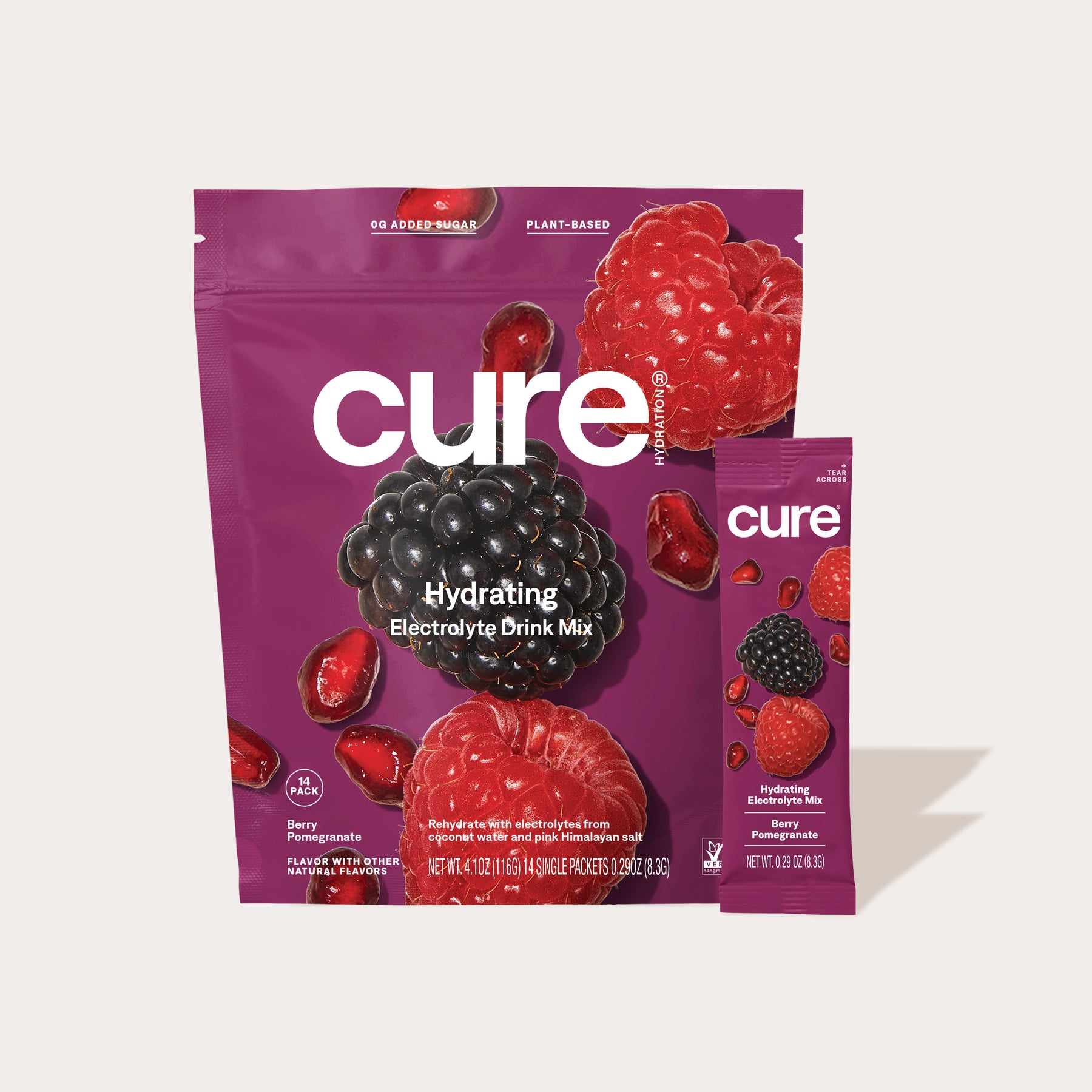 Berry pomegranate electrolyte mix pouch and packet.