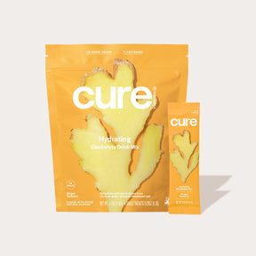 Ginger turmeric electrolyte mix pouch and pack.