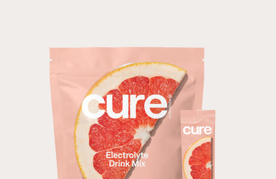Cure electrolyte drink mix grapefruit flavor packaging with grapefruit slice image